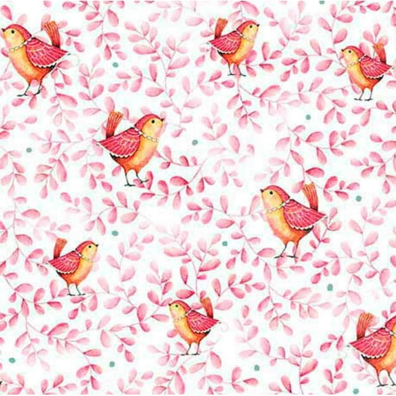 Quilting Treasures Love Grows Here Birds Lite Red 100% Cotton Fabric sold by the yard