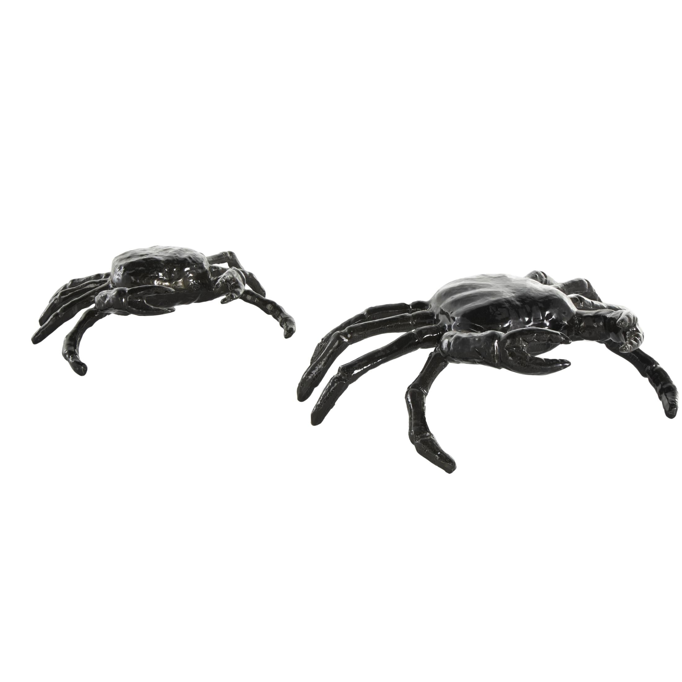 13", 9"W Black Aluminum Metal Crab Sculpture, by DecMode (2 Count)