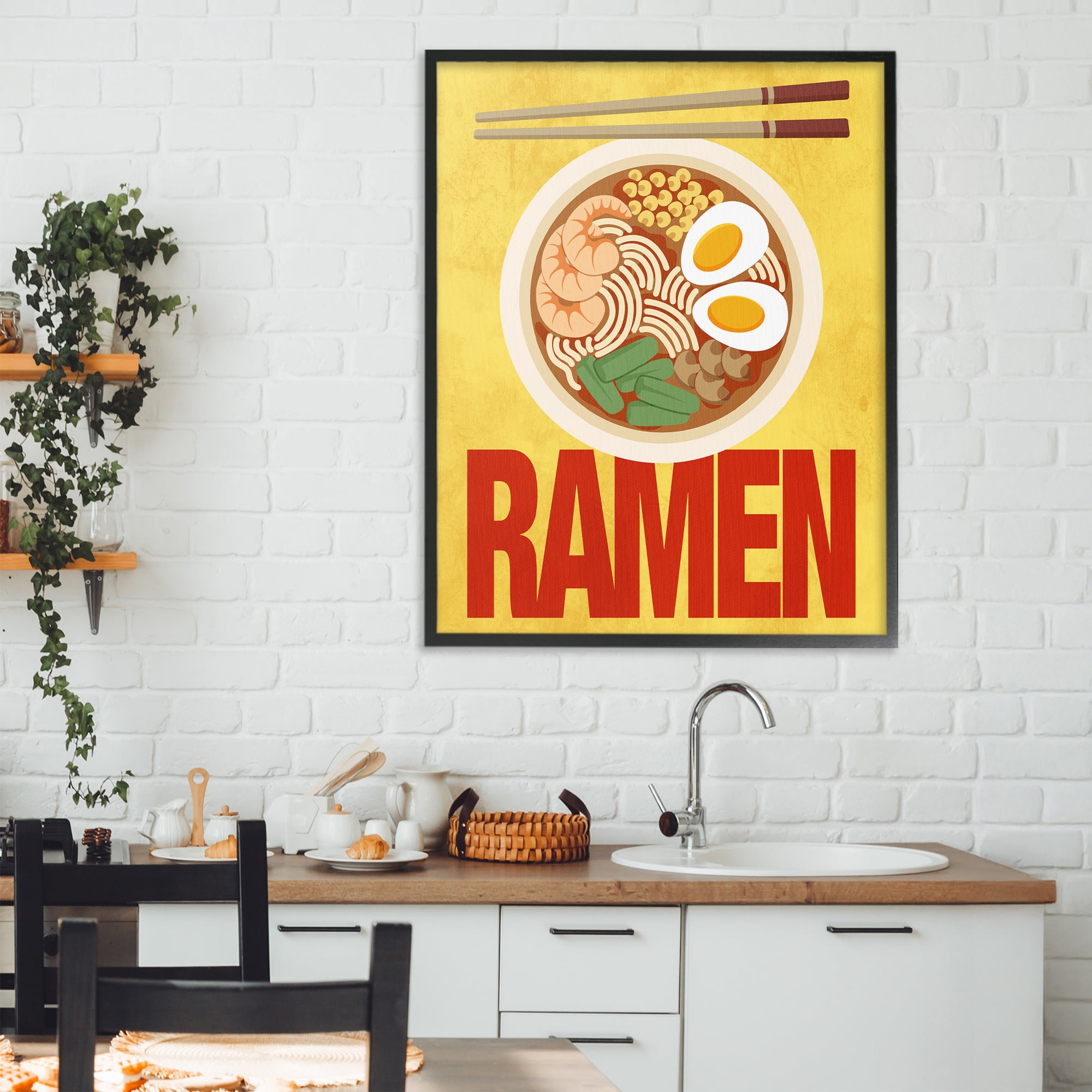Stupell Industries Bright Ramen & Chopsticks Black Framed Giclee Art, design by Marcus Prime