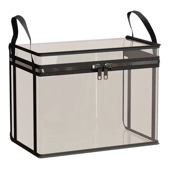 Sttlejura Clear Storage Bag with Lid, PVC Clothes Organizer Tote with Reinforced Handles and Zipper for Moving, Closet, Dorm and Seasonal Storage
