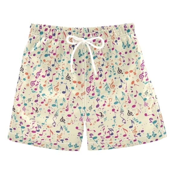 joogoo Boys Swim Trunks Music Notes Beach Board Shorts Drawstring Swimsuit L