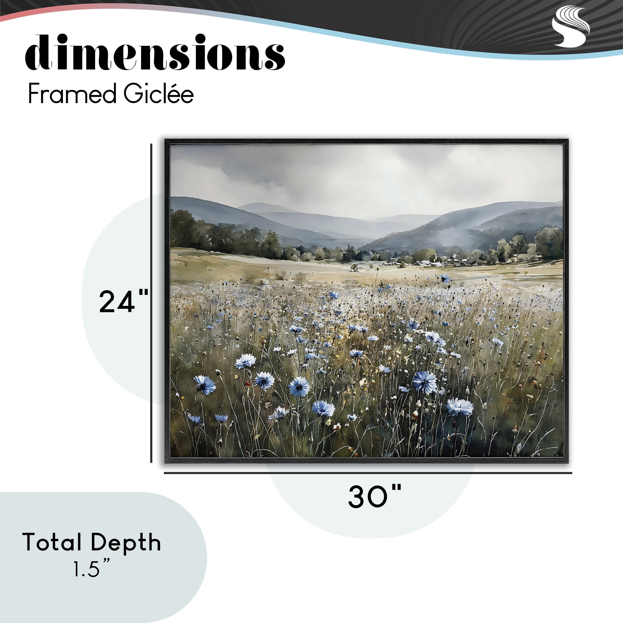 Stupell Industries Sapphire Speckled Fields Black Framed Giclee Art, design by Franklyn Gregory