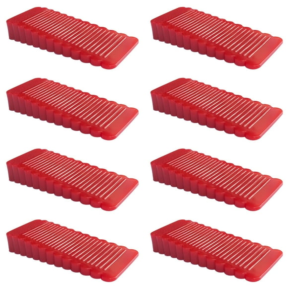 Oksdown 8 Pack Bouchon de Porte en Caoutchouc Rouge Mince et Petit Antidérapant en Silicone Doux pour Intérieur Placard Douche Cuisine Sol