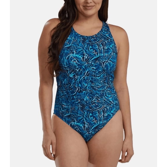 TYR BLUE MULTI PRINT WOMEN'S ONE PIECE SWIMSUIT LARGE