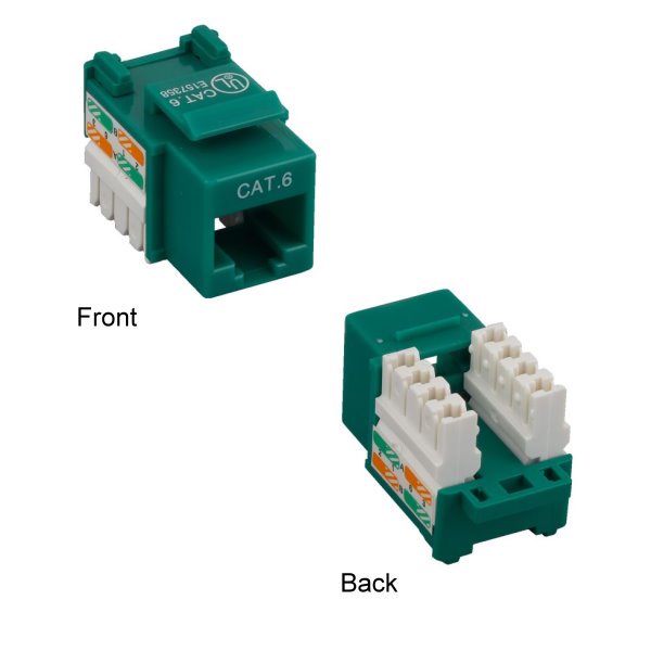 Kentek CAT6 Punch Down Keystone Jack RJ45 Category 6 Network 110 Type Green