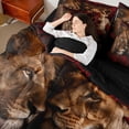 thumbnail image 4 of Homewish King and Queen Twin Bedding Sets 7-Piece, Romantic Animal Lion Bedding Comforter Set, Romantic Anniversary Rose Reversible Sheet Sets, Super Cozy Room Decor, 4 of 7