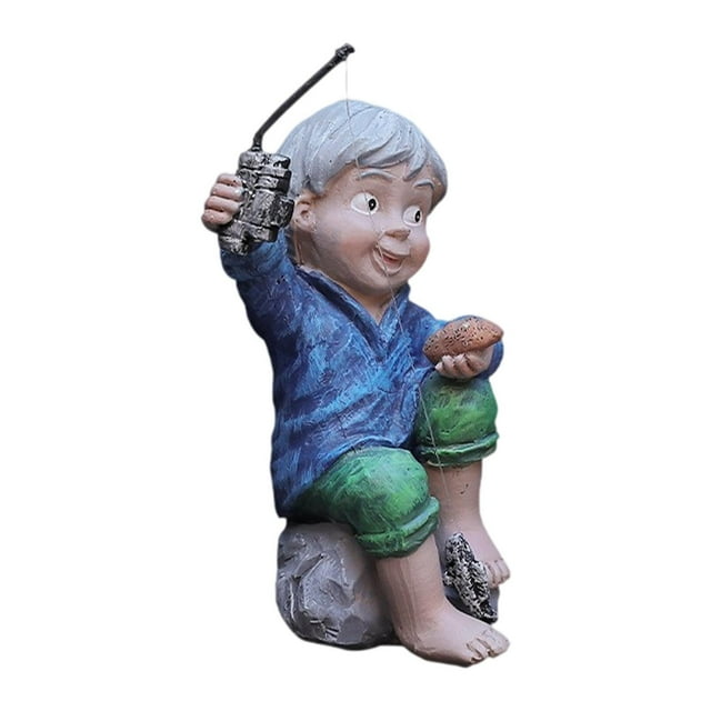 Figura de pescador, adorno de mesa, colección de escritorio, escultura de resina coleccionable para decoración del hogar y la oficina, versátil Chico