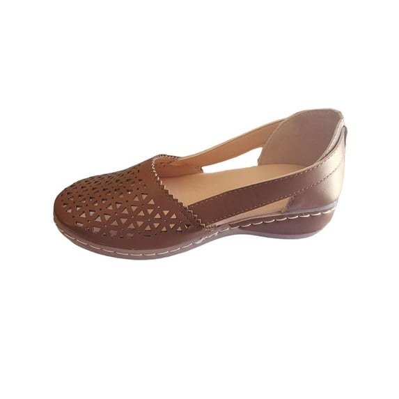 Oucaili Closed Toe Sandals for Women Casual Summer Hollow Out Flat Sandal Outdoor Shoes