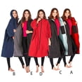 thumbnail image 2 of Soidarity Chaqueta cálida Abrigo Mujer Mantener caliente Absorbente del sudor Traje de secado rápido Manga Toallas grandes Cambio de Traje de baño Negro+Rojo, 2 of 6
