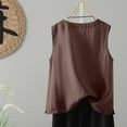 thumbnail image 3 of Ohufall Womens Cotton Linen Tank Tops Fashion Casual Side Split Sleeveless V-neck Blouses Summer Solid Color Loose-fitting Undershirts for Women, 3 of 6