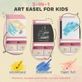 thumbnail image 3 of Qaba Kids Easel, 3-in-1 Double-Sided Art Easel with Paper Roll, Whiteboard & Chalkboard, Storage Baskets for Toddlers Ages 3-8, Pink, 3 of 9
