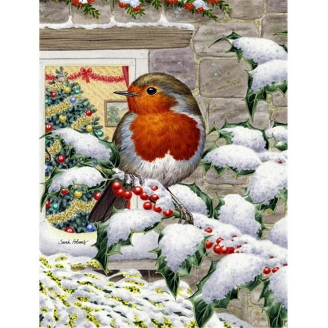 Carolines Treasures ASA2089GF European Robin At The Window Flag Garden Size