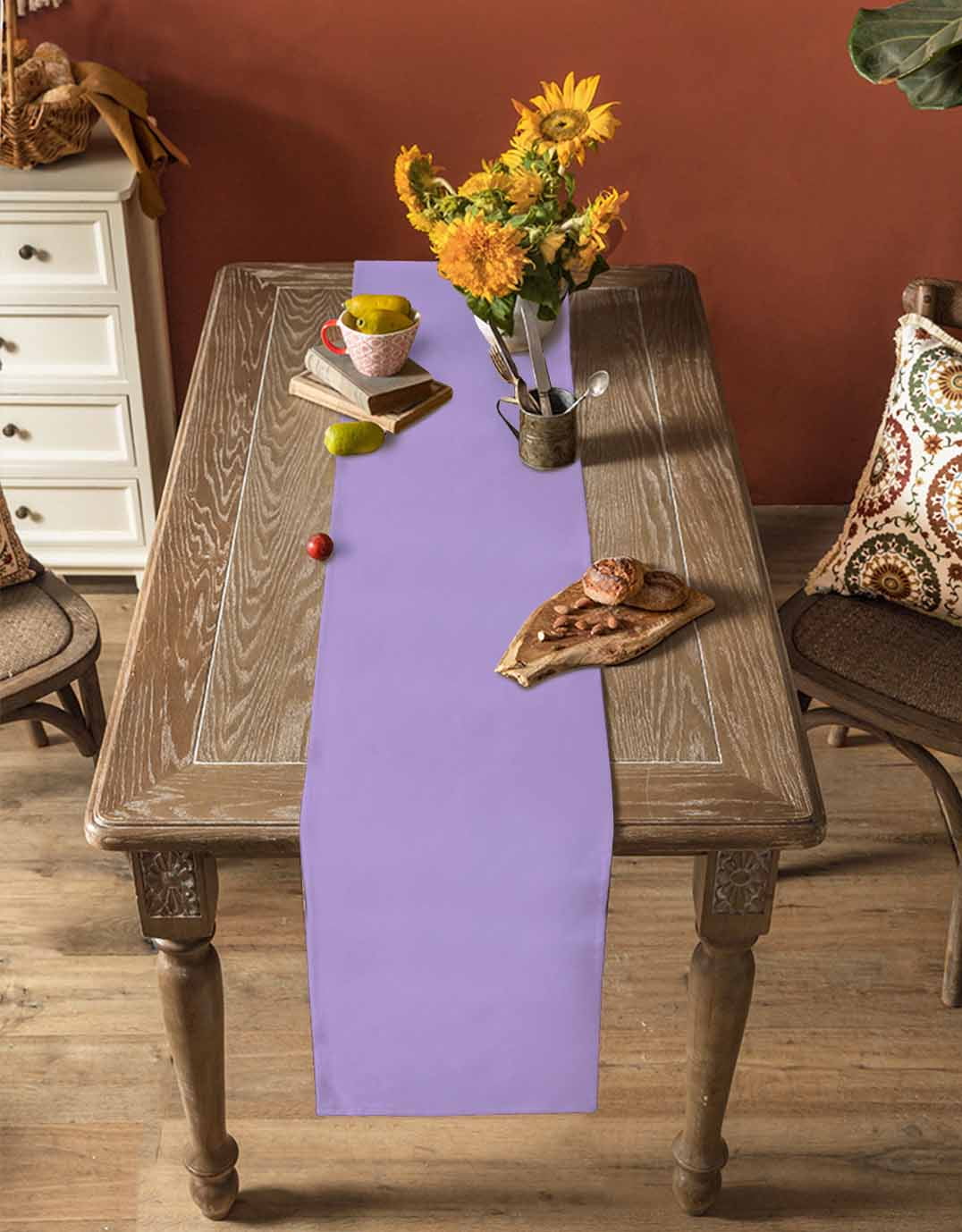 Purple Table Runner Modern Pure Lavender Purple Tablerunners 16 x 72 Inch, Table Decorations Tabletop Scarf for Summer Gathering Holiday Farmhouse Kitchen Dining Decor
