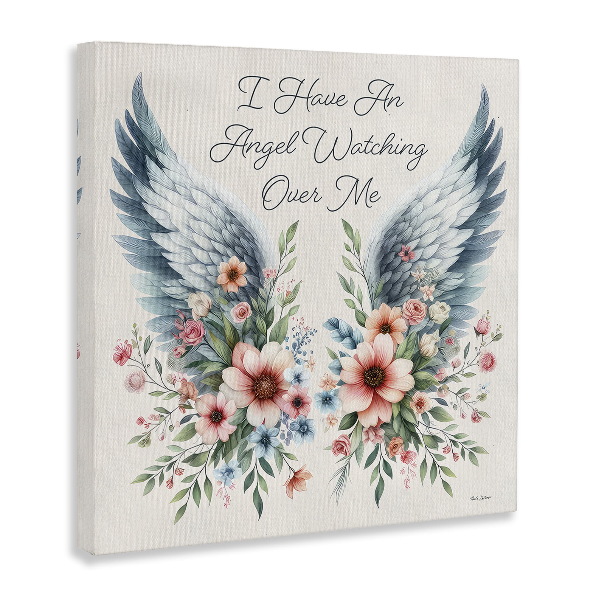 Stupell Industries Angel Watching Me Plants & Flowers Painting Wrapped Canvas Art Print Wall Art, 17 x 17