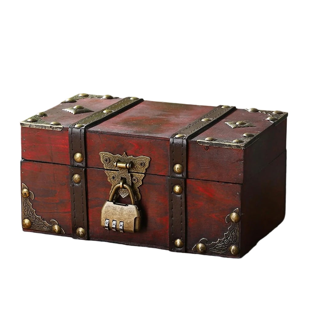 Vintage Violets Storage Box With Lockable Antique Design Wooden