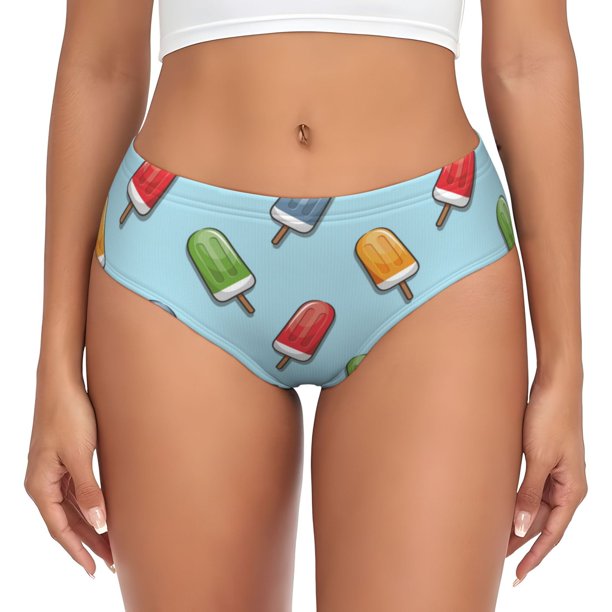 Fotbe Modern Ice Cream Calzones Estampados para Mujer – Ropa Interior de Algodón, Cómoda, Suave y Elástica-3X-Large