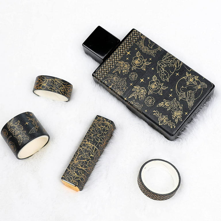 Geometric Washi Tapes 18rolls Black Gold Washi Tape Set Festival Decorative  Adhesive Tape Scrapbooking Supplies Masking Tape