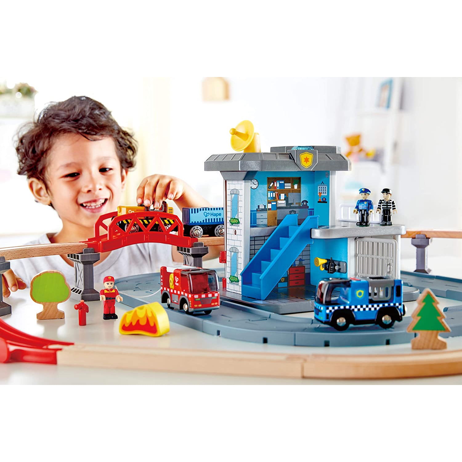 hape emergency services vehicle playset