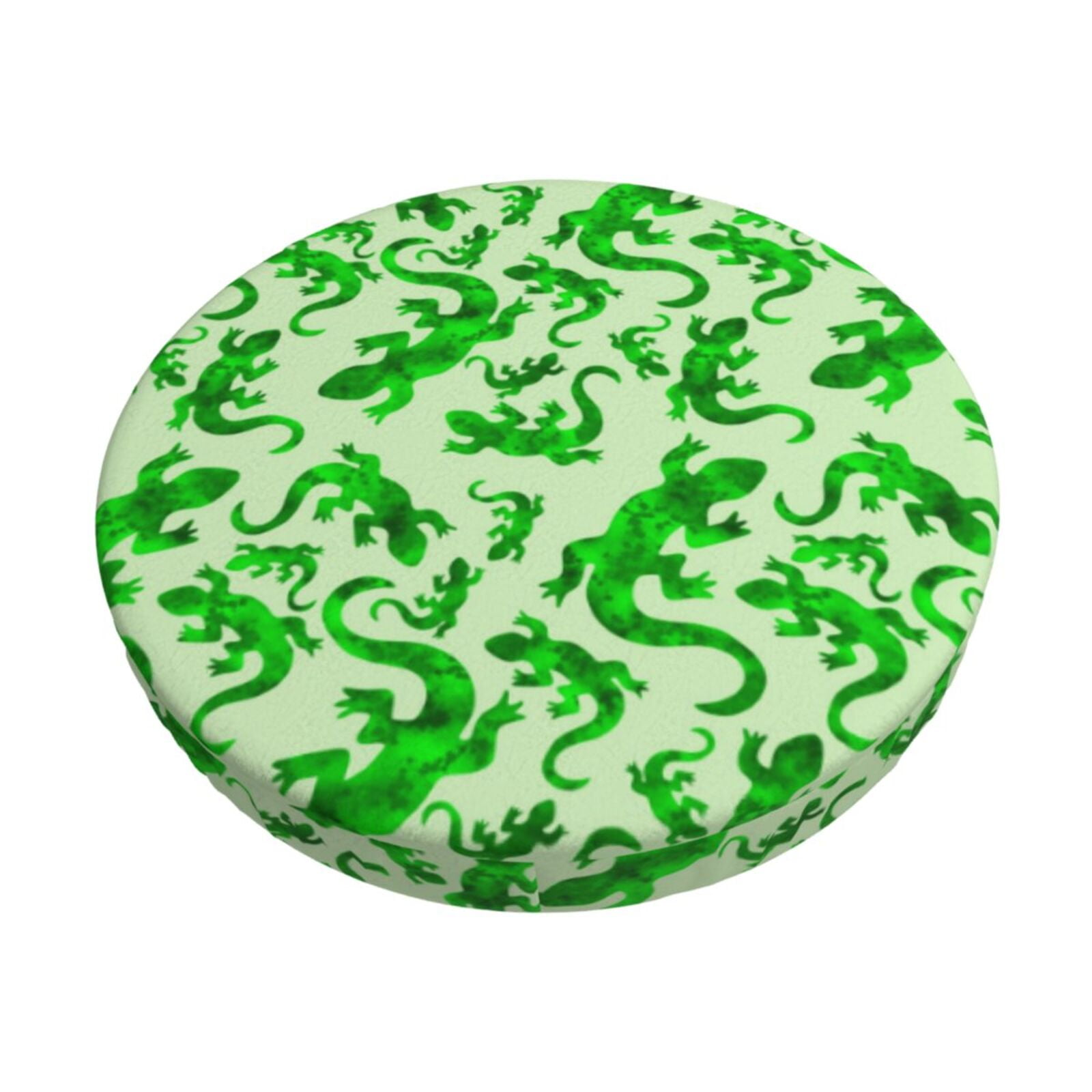 Easygdp Green Lizard Print Easy To Install Bar Stool Covers&Stool Covers Round&Elastic Stool Cover, Barstool Covers,Washable&Bottom With Elastic Edge-13 inch