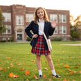 thumbnail image 3 of Grblisyd Uniform Skirts for Girls Casual Elastic Waist Plaid Skorts Quick-Drying Breathable A Line Back to School Skort, 3 of 7