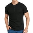 thumbnail image 1 of Birdeem Chemises pour Hommes Couleur Unie Manches Courtes Col Rond Blouses, 1 of 1