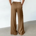 thumbnail image 4 of Womens Wide Leg Palazzo Pants Satin Silk Casual Loose Elastic Waist Drawstring Lounge Pants Lightweight Comfy Pajama Bottoms Brown, 4 of 8