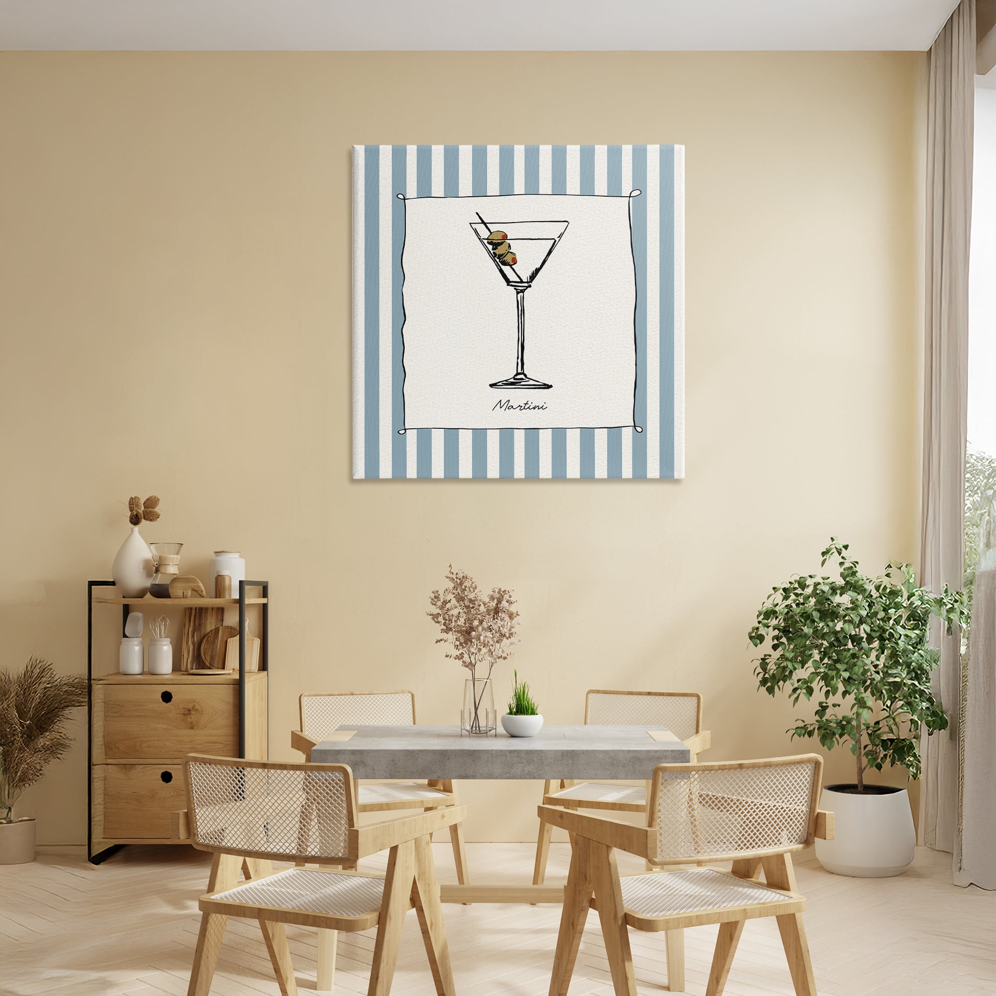Stupell Industries Martini Summer Stripes Canvas Wall Art, design by Susan Jill