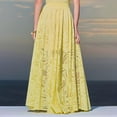 thumbnail image 5 of Women's Long Skirt Suit Sleeveless Elegant Lace Two Piece Maxi Skirt Set Eyelet Women'S Sleeveless Elegant Lace Two Piece Long Skirt Suit Long Skirt With Pocket Hollow Fabric,Yellow Women's Long Skirt, 5 of 9