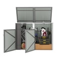 thumbnail image 2 of Noble House Outdoor Garbage Bin Shed for 2 Trash Cans, Lockable Galvanized Steel Garbage Bin Enclosure, Light Gray, 2 of 12