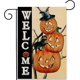 thumbnail image 1 of Banner de bienvenida de Halloween con forma de calabaza para jardín, banner de doble cara con diseño de gato y calabaza de arpillera, Halloween espeluznante, 1 of 4