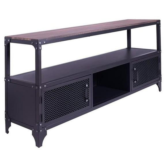 Furniture of America Jordun Industrial Metal 70-in TV Stand in Sand Black