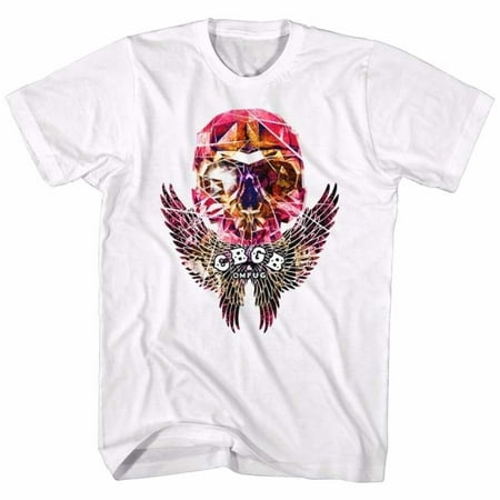 Cbgb Music Faceted Skull Wings Adult Short Sleeve T Shirt