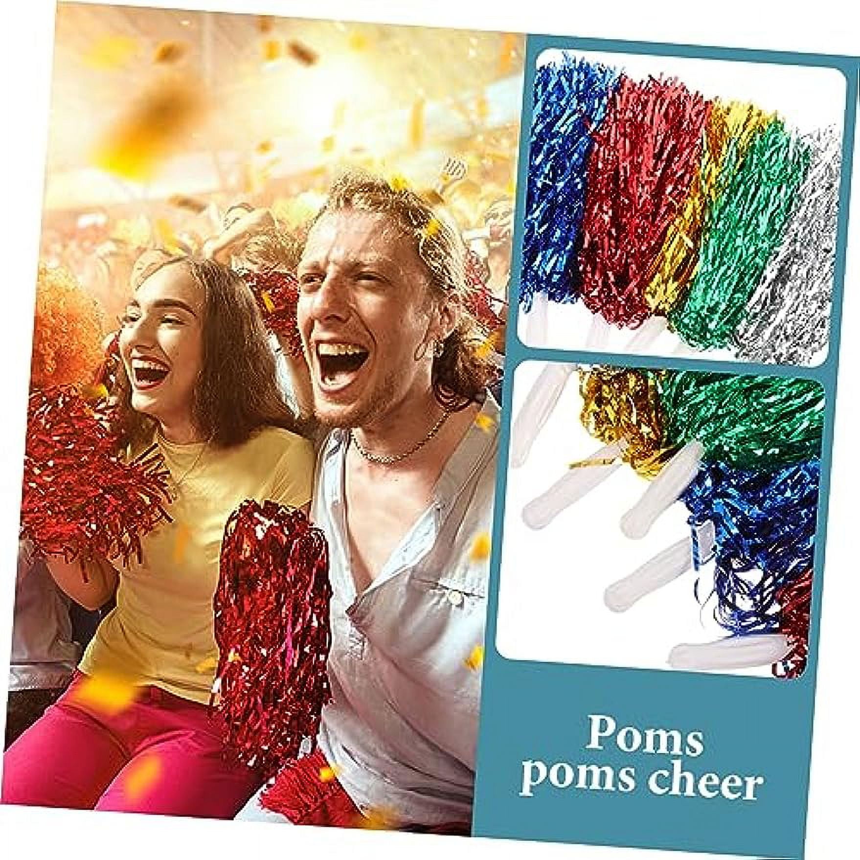 LINLIN 10Pcs Cheering Pompoms pom poms Cheerleading Cheerleader pom poms Sports Meeting Prop Outdoor Cheerleader Prop Bouquet Hand Flower Colored Balls Straight Handle Long Accessories