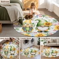thumbnail image 5 of Round Area Rug 4 Ft, Sunflowers Washable Non-Slip Circle Carpet for Living Room/Bedroom, Spring Flowers Gnomes Hydrangea Daisy Wood Low-Profile Crawling Mats Collection Rugs for Indoor, 5 of 7