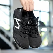 Barefoot Shoes Womens Mens Walking Hiking Shoes Wide Toe Box Breathable Water Shoes for Outdoor Beach Pool Black Size 9