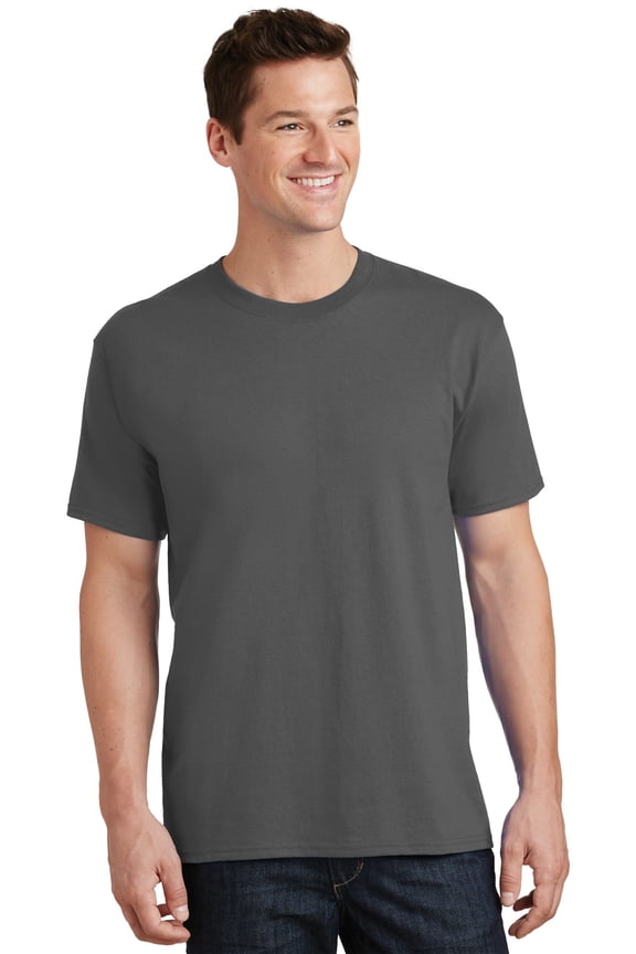 Adult Male Men Plain Short Sleeves T-Shirt Charcoal X-Large Tall