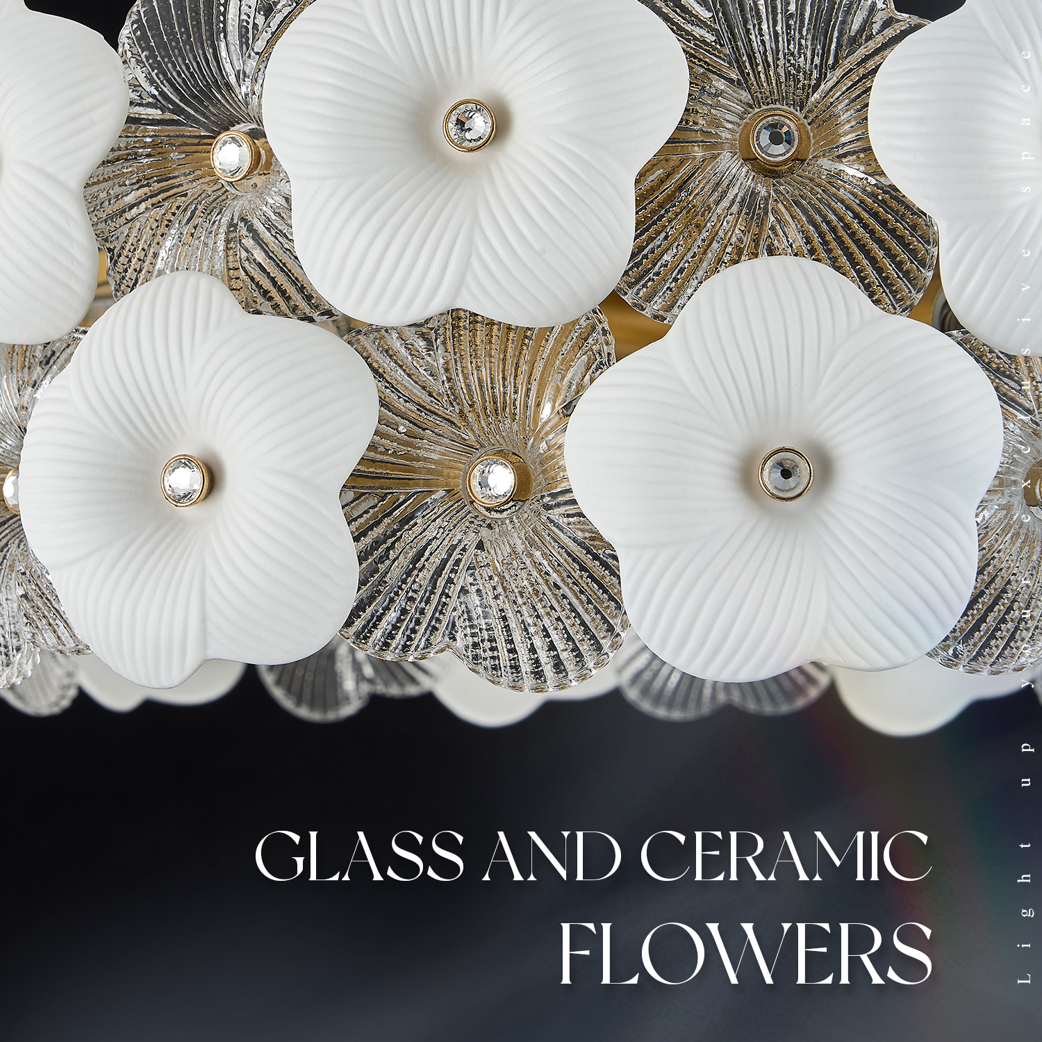 Modern Flower Elegant Glass Chandelier 20" Luxury 6 Lights Gold Chandelier Drum Pendant Light for Living Dining Room Kitchen Entryway Bedroom Foyer