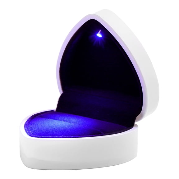 Soimiss Heart Shaped Ring Box Lighted Storage White 1Set