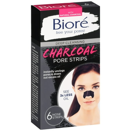 Biore Deep Cleansing Charcoal Pore Strips, 6 ct - Walmart.com