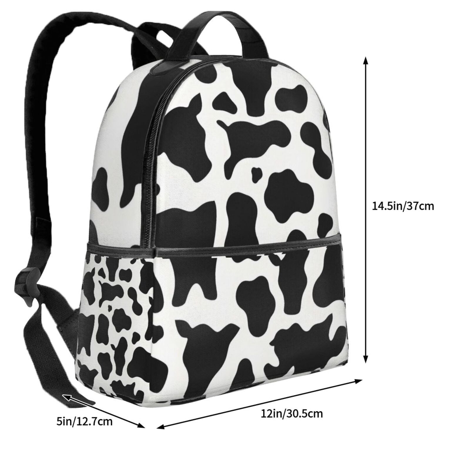 Lightweight Backpack With Adjustable Shoulder Strap Empty Bag Upright 12×14.5in For Weekend Holiday Travel Hiking Simple Cow Print Pattern, Vector Art Style_4