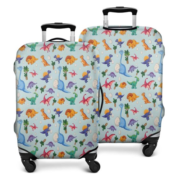 Colorful Dinosaurs Eggs Palms Pattern Luggage Cover Fashion Suitcase Cover Baggage Covers Fit 25-28 Inch Luggage (Go Travel)