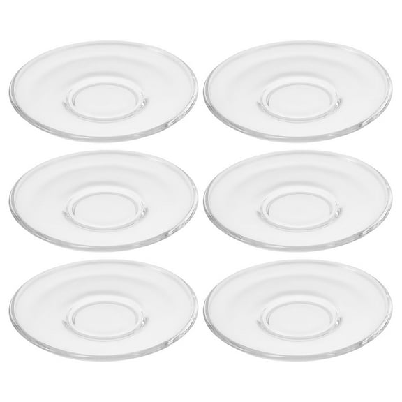6 Pcs Glass Saucer Round Transparent Coffee Snack Small Dish Tea Tray Clear Plates Decoration for Home Coasters Soy Dishes Fruit Cups Mats