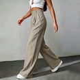 thumbnail image 4 of Oiangi Plus Size Dress Pants for Women Button Zipper Waistband Pleated Pants Casual Lightweight Business Work Pant Coffee 4XL, 4 of 6