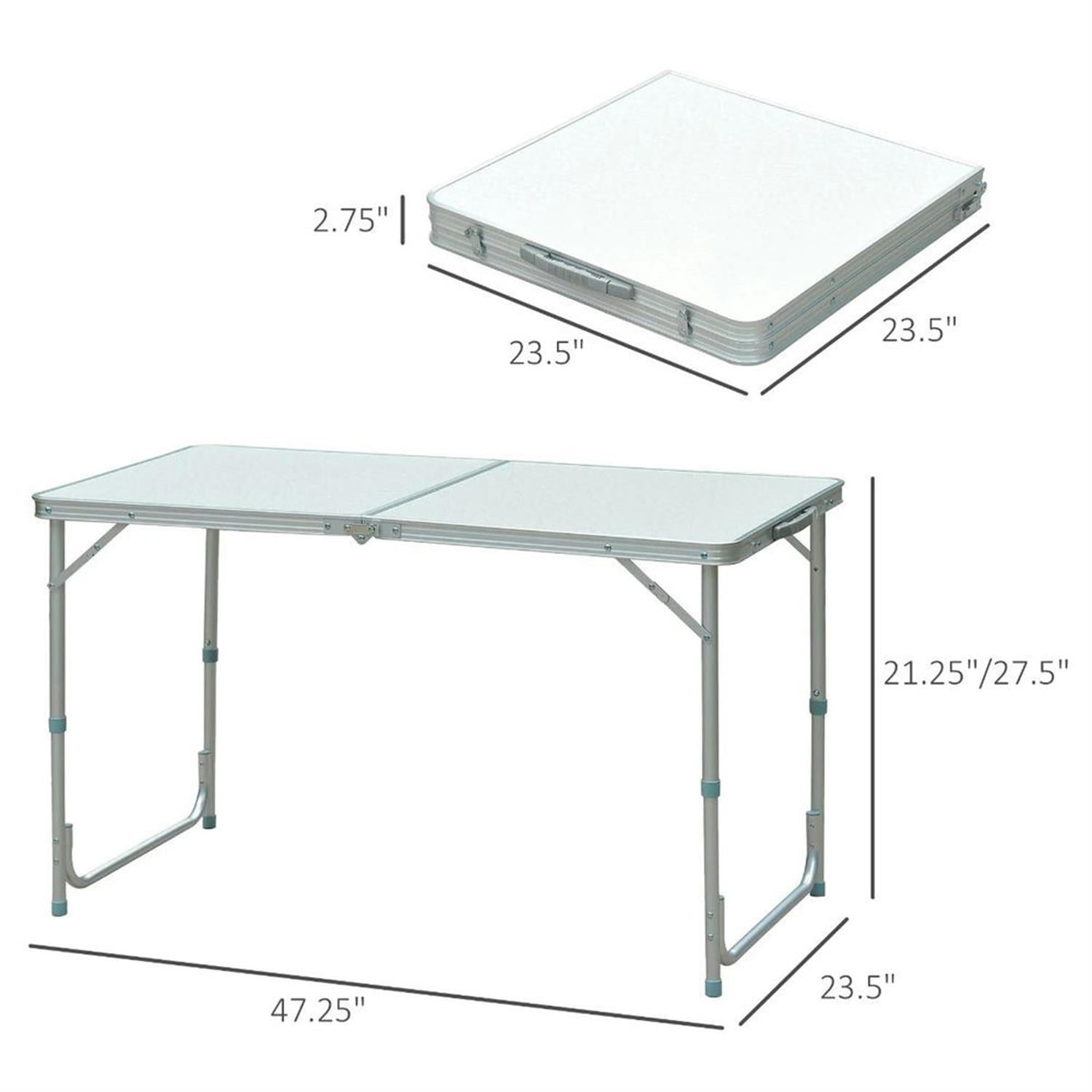 Demi Bonn 47" Aluminum Lightweight Portable Folding Easy Clean Camping Table with Carrying Handle, Collapsible Outdoor Table for Picnics, Silver