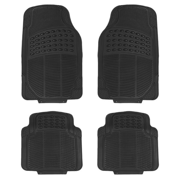 All Weather Rubber Car Floor Mats 4Pcs Automotive Floor Mats Trimmable Waterproof Anti Slip Front and Rear PVC Floor Mats Fit for Most Cars SUVs Trucks