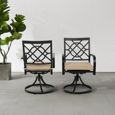 SUNCROWN Outdoor Patio Metal Swivel Dining Chairs with Removable Padded Cushions Set of 2