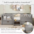 thumbnail image 3 of Bellemave Queen Size Montessori Bed Storage and Stairs, Wood Daybed with Bookcase and Guardrails, Queen Floor Beds Frame with 2 Drawers for Room, No Box Spring Needed（Gray), 3 of 9