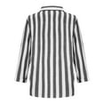 thumbnail image 6 of Qulqfy Women's Button Down Shirts Short Sleeve Black Cotton Linen Shirts Lapel Striped Women Summer Blouses L, 6 of 6