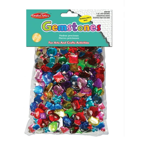 Charles Leonard Creative Arts Gemstones Assorted Styles and Colors, 1 Pound Bag