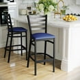 thumbnail image 3 of Flash Furniture Black Ladder Back Metal Restaurant Barstool - Blue Vinyl Seat, 3 of 10